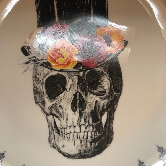 Halloween Skull Top Hat Dinner 4 Plates royal